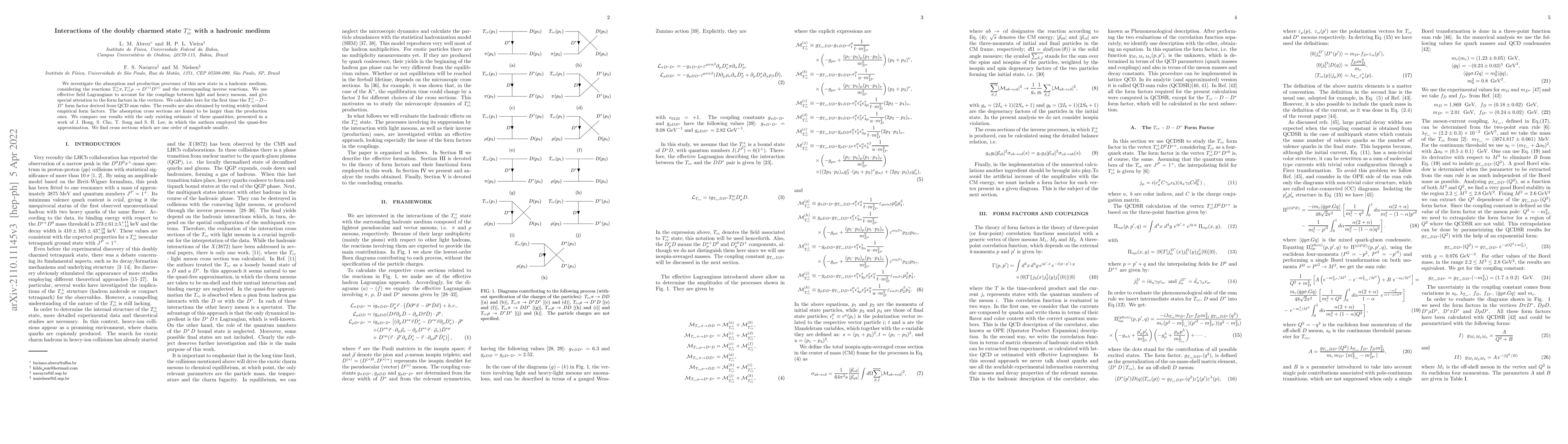 Thumbnail for Interactions of the doubly charmed state $T_{cc} ^+$ with a hadronic
  medium