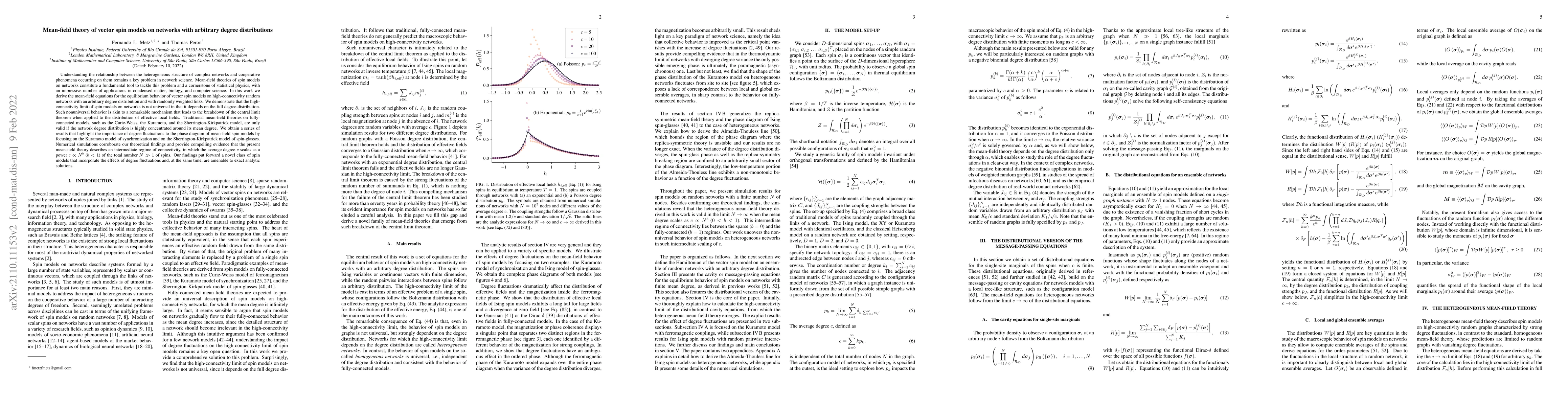 Thumbnail for Mean-field theory of vector spin models on networks with arbitrary
  degree distributions