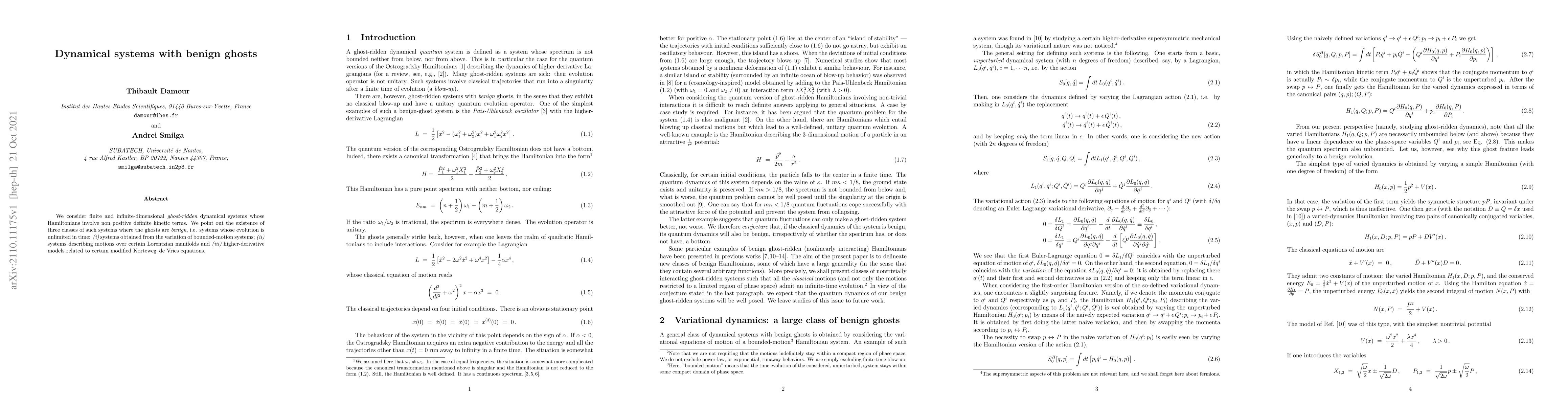 Thumbnail for Dynamical systems with benign ghosts