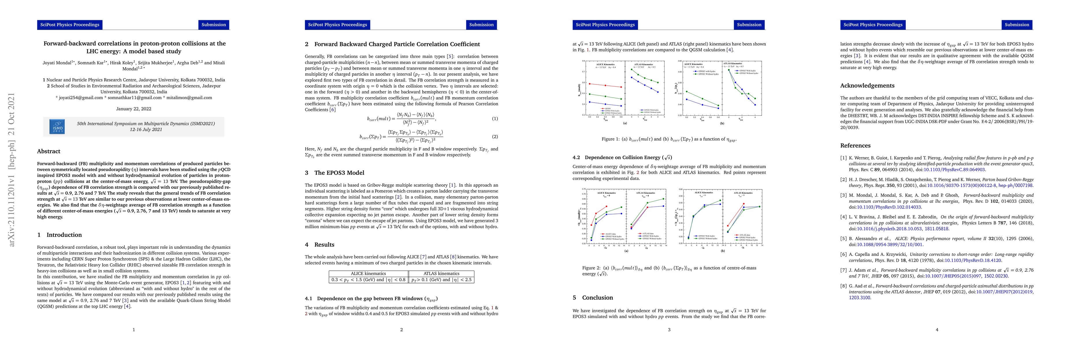 Thumbnail for Forward-backward correlations in proton-proton collisions at the LHC
  energy: A model based study