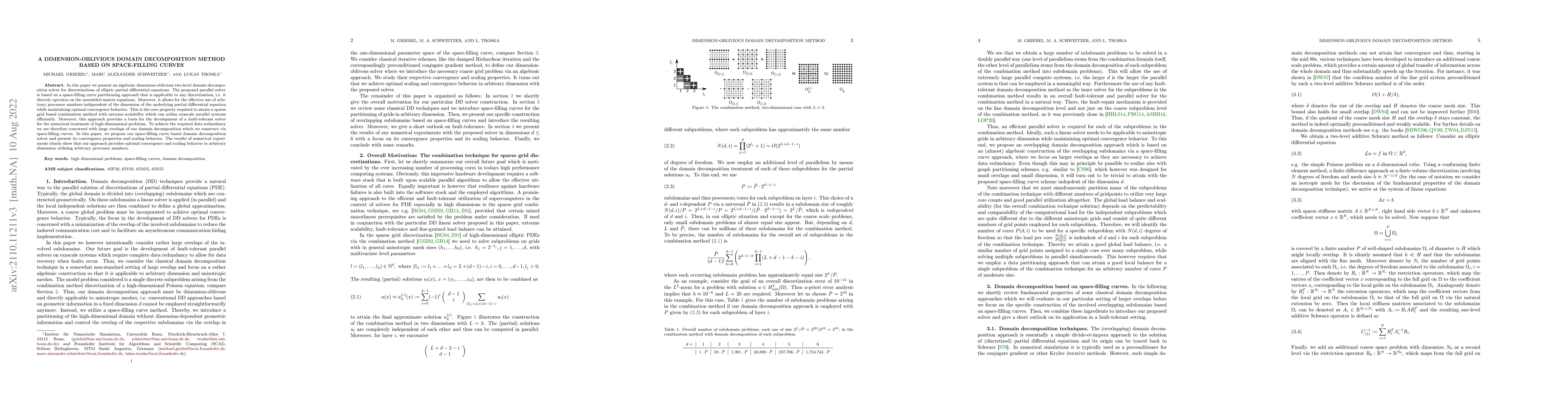 Thumbnail for A dimension-oblivious domain decomposition method based on space-filling
  curves