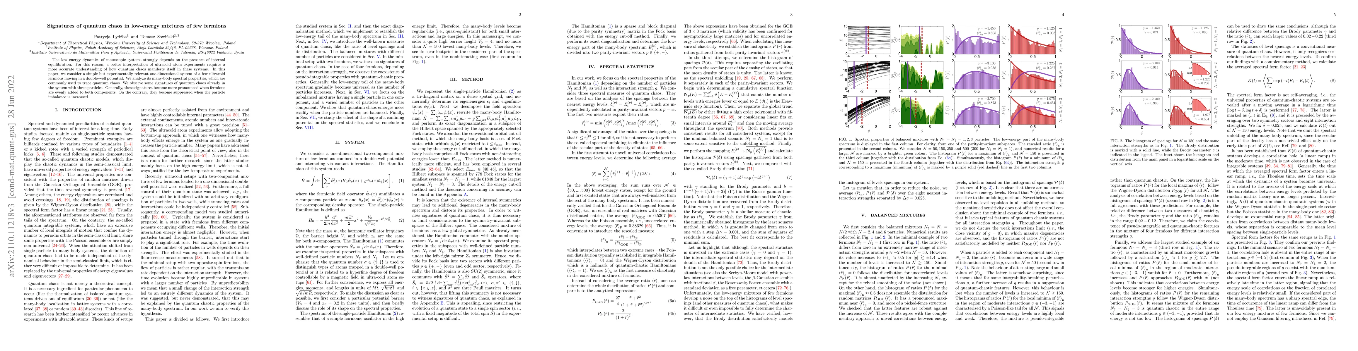 Thumbnail for Signatures of quantum chaos in low-energy mixtures of few fermions