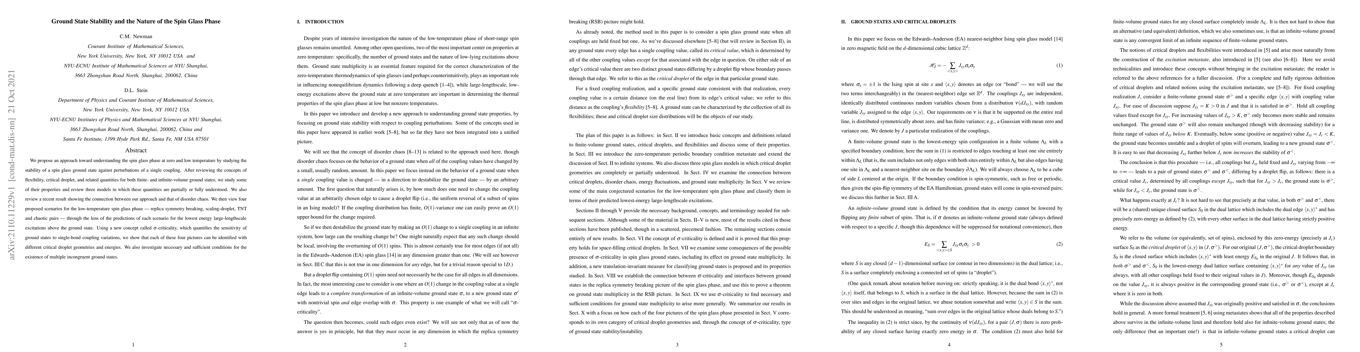 Thumbnail for Ground State Stability and the Nature of the Spin Glass Phase