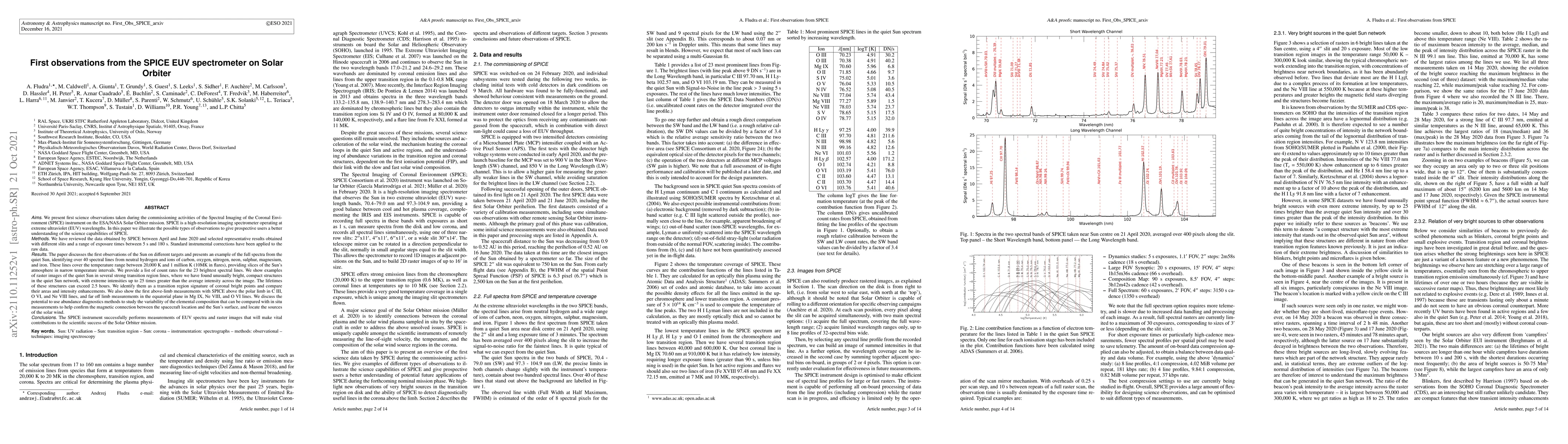 Thumbnail for First observations from the SPICE EUV spectrometer on Solar Orbiter