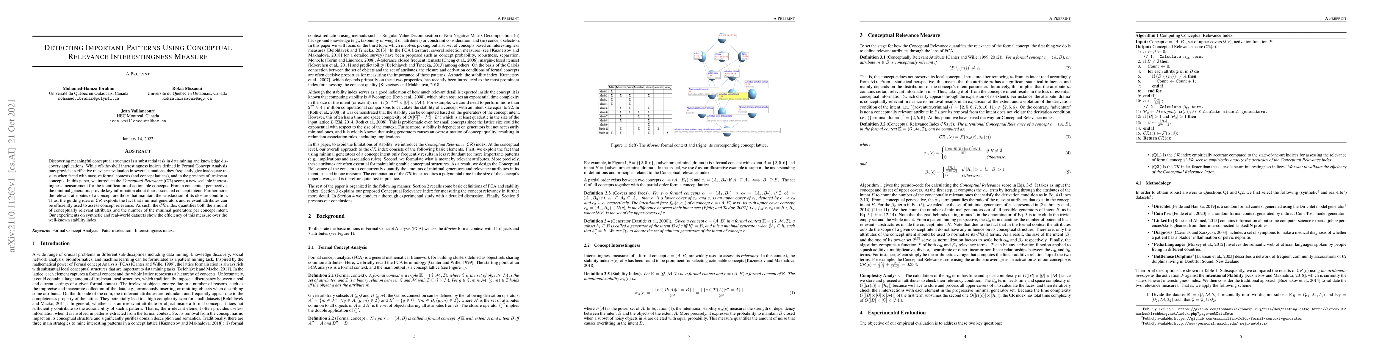 Thumbnail for Detecting Important Patterns Using Conceptual Relevance Interestingness
  Measure