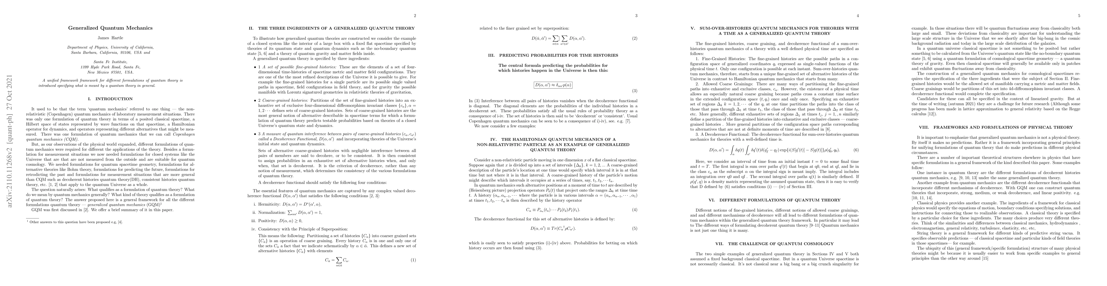 Thumbnail for Generalized Quantum Mechanics