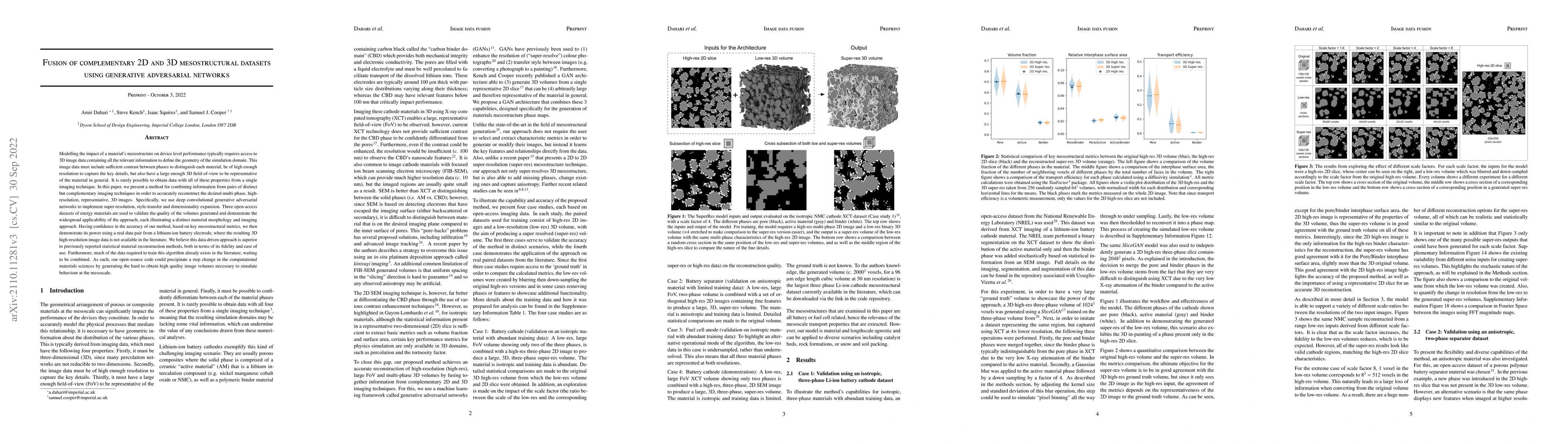 Thumbnail for Fusion of complementary 2D and 3D mesostructural datasets using
  generative adversarial networks