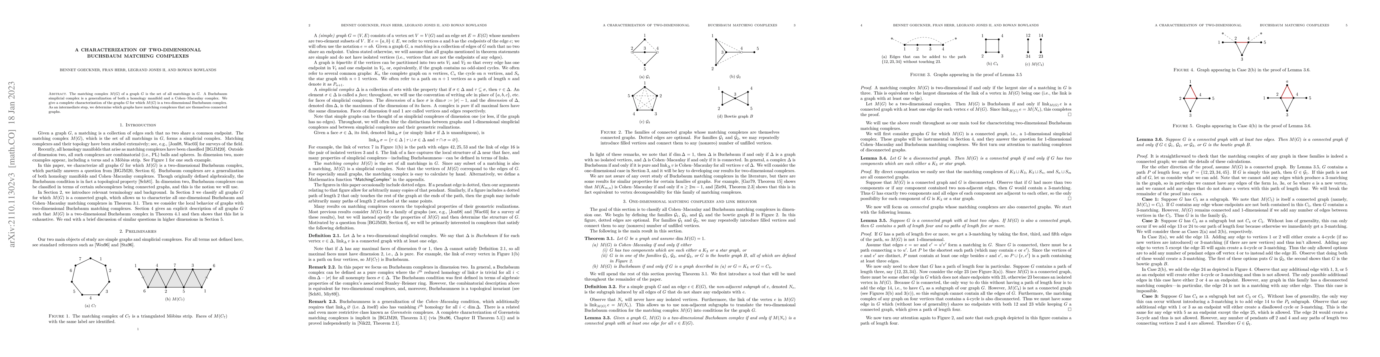 Thumbnail for A characterization of two-dimensional Buchsbaum matching complexes