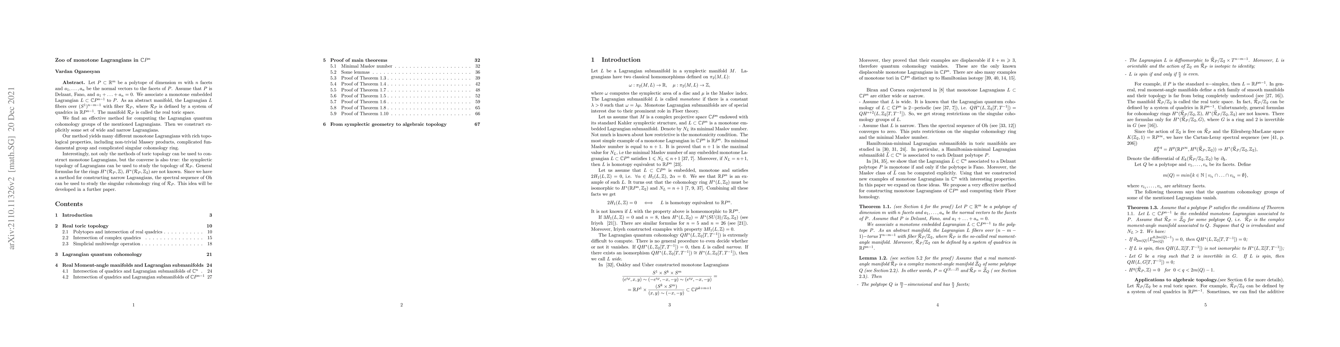 Thumbnail for Zoo of monotone Lagrangians in $\mathbb{C}P^n$