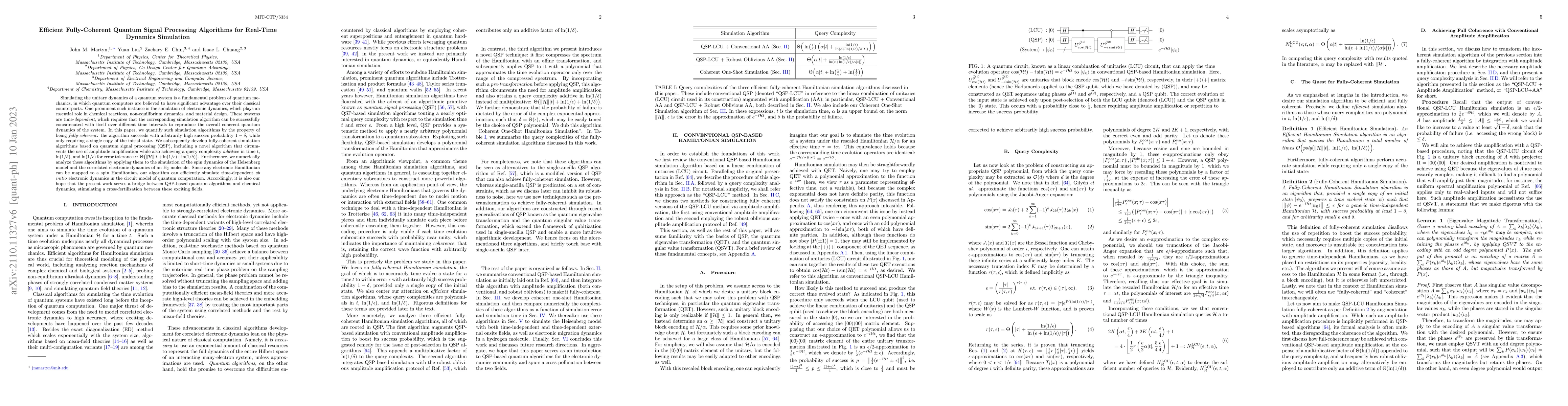 Thumbnail for Efficient Fully-Coherent Quantum Signal Processing Algorithms for
  Real-Time Dynamics Simulation