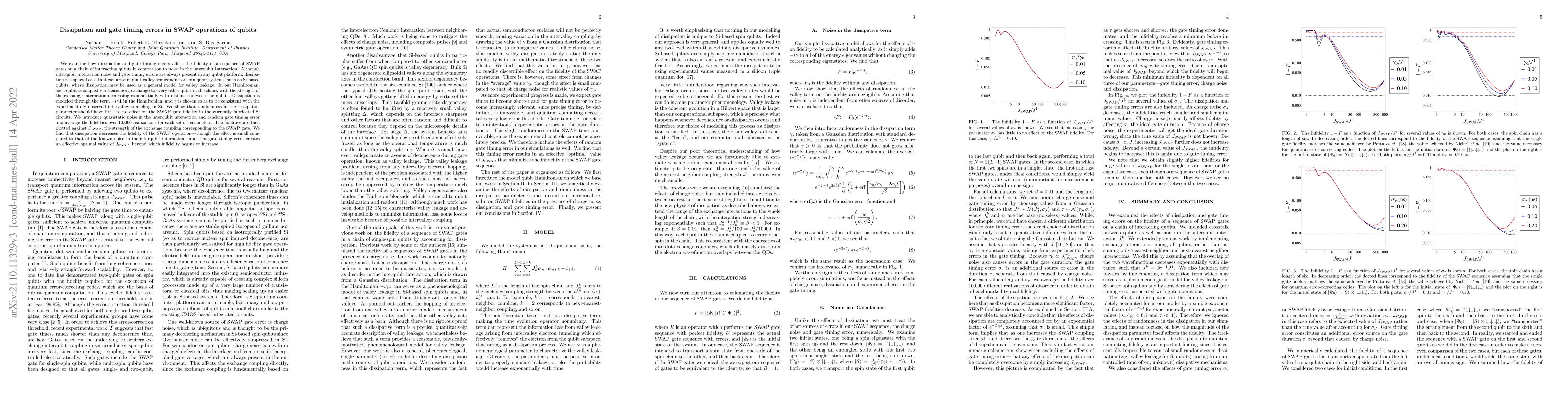Thumbnail for Dissipation and gate timing errors in SWAP operations of qubits
