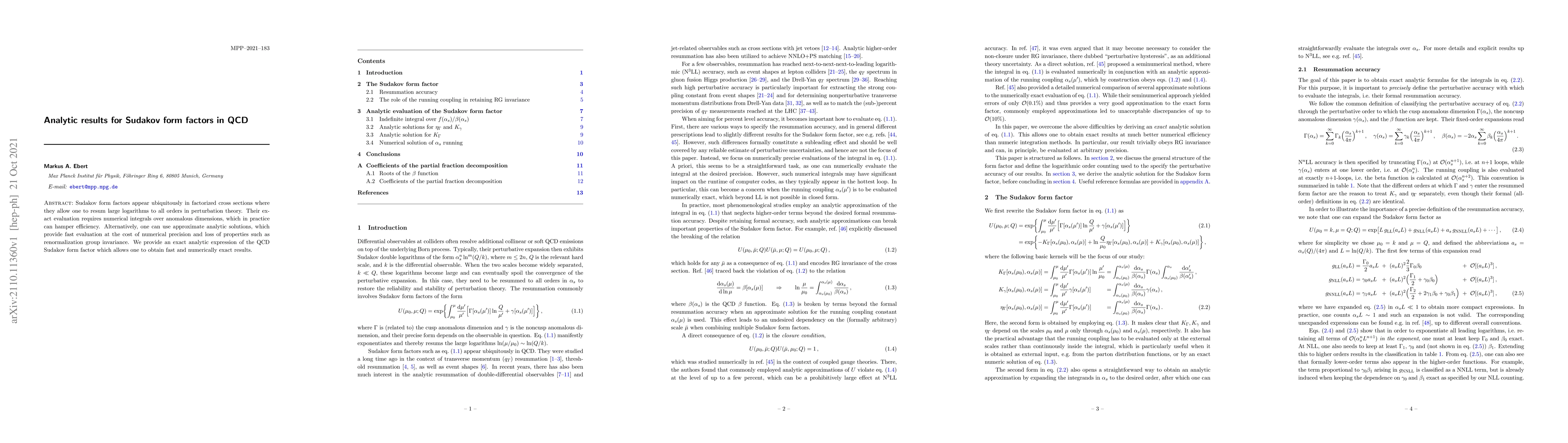 Thumbnail for Analytic results for Sudakov form factors in QCD