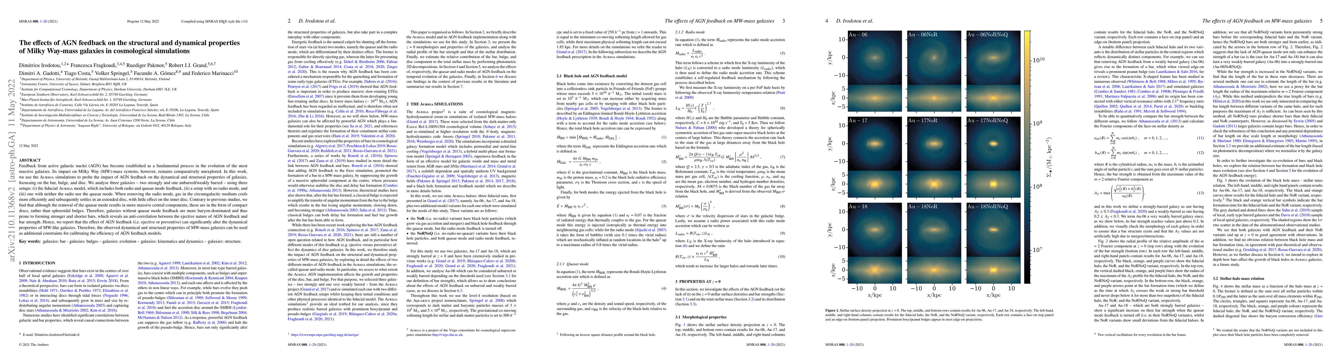 Thumbnail for The effects of AGN feedback on the structural and dynamical properties
  of Milky Way-mass galaxies in cosmological simulations