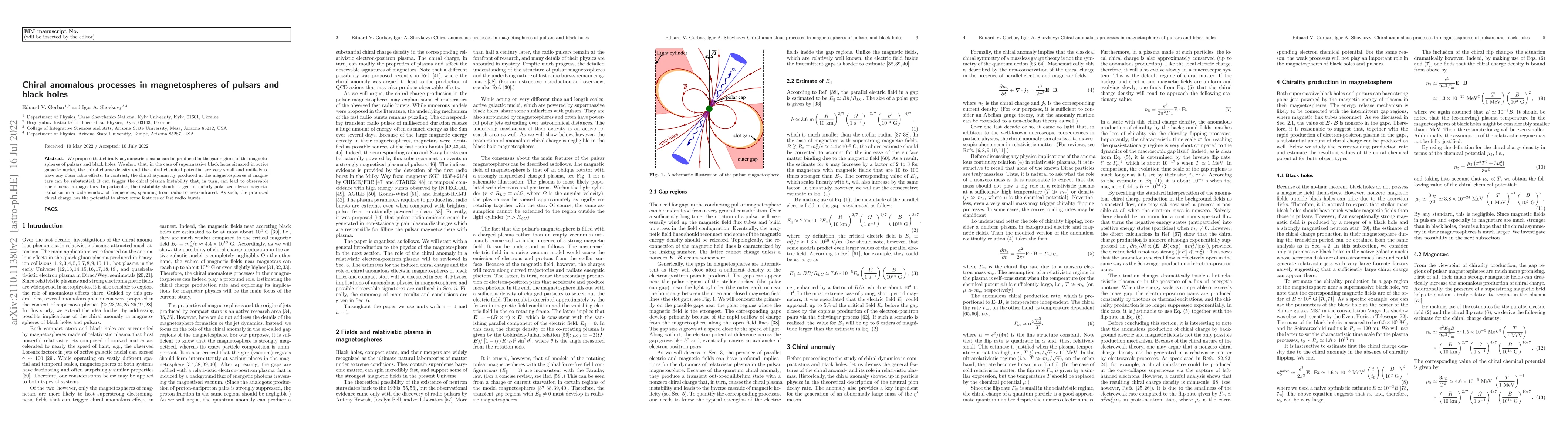 Thumbnail for Chiral anomalous processes in magnetospheres of pulsars and black holes