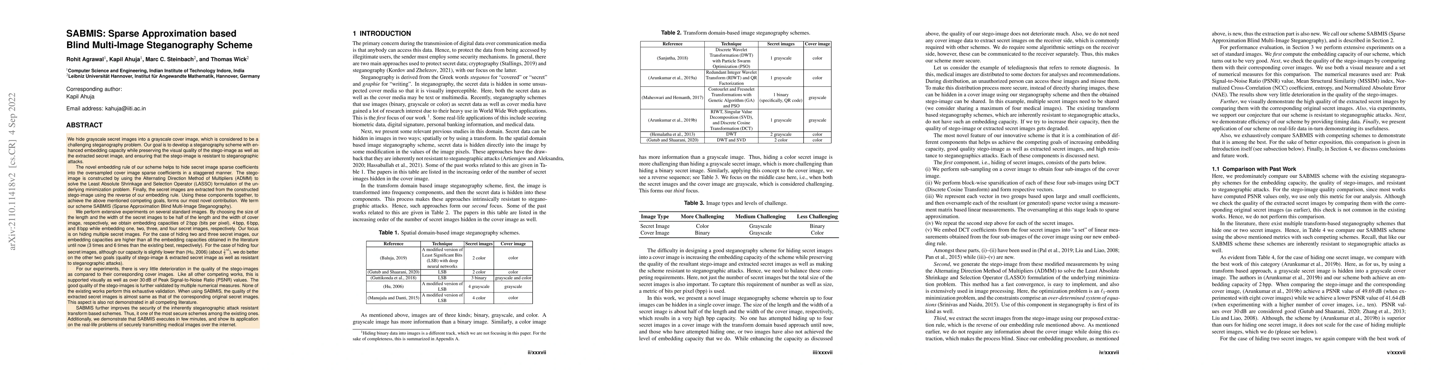 Thumbnail for SABMIS: Sparse approximation based blind multi-image steganography
  scheme
