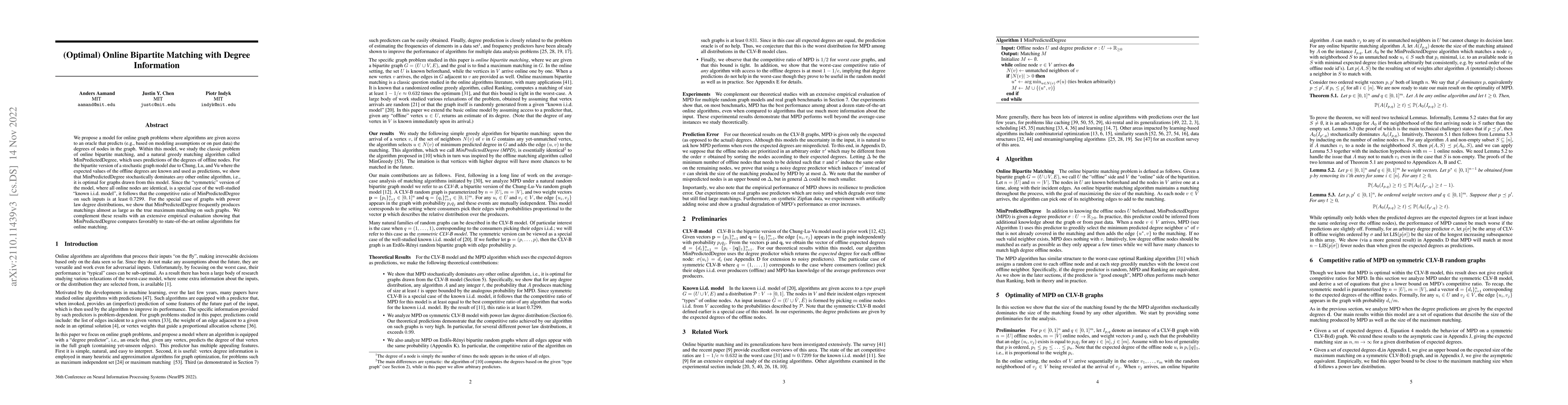 Thumbnail for (Optimal) Online Bipartite Matching with Degree Information