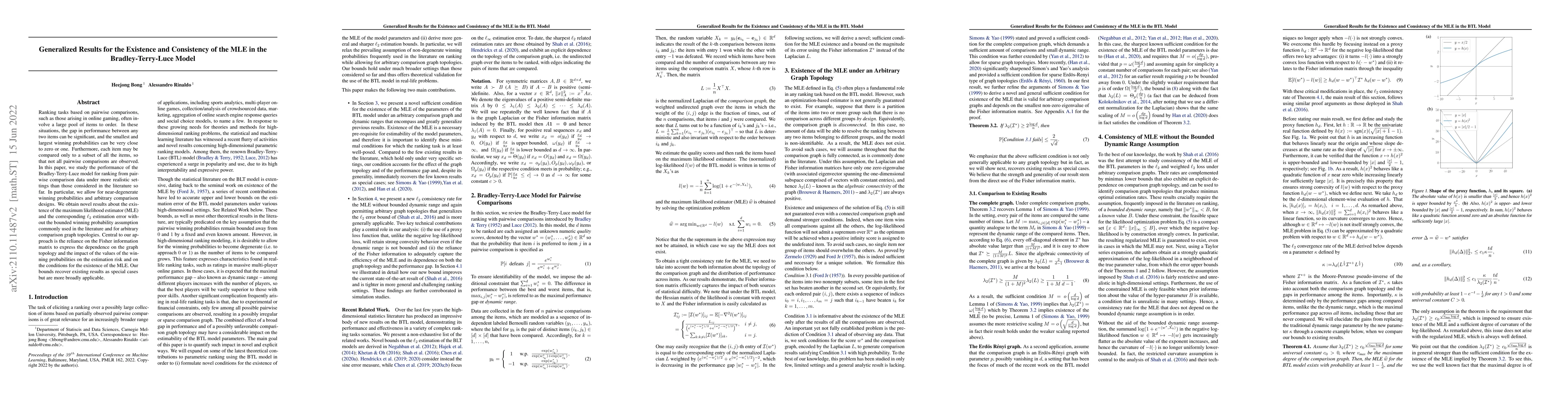 Thumbnail for Generalized Results for the Existence and Consistency of the MLE in the
  Bradley-Terry-Luce Model