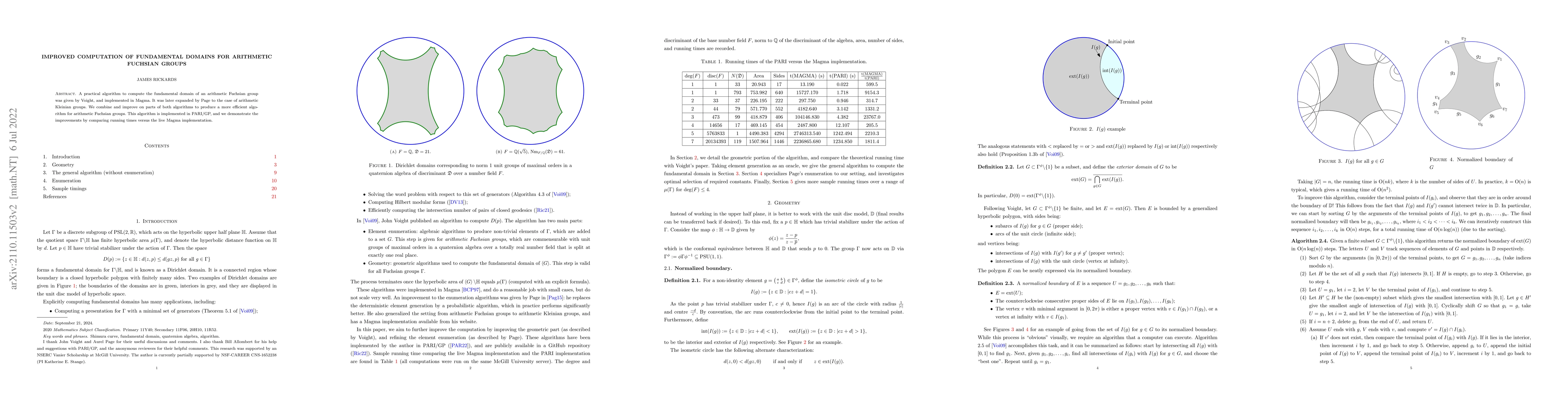 Thumbnail for Improved computation of fundamental domains for arithmetic Fuchsian
  groups