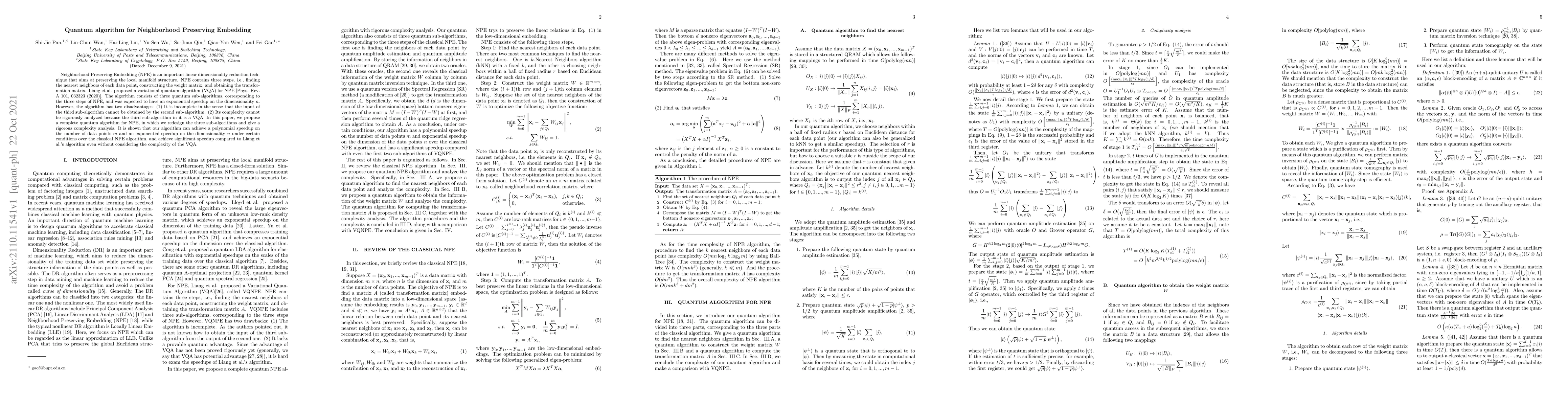 Thumbnail for Quantum algorithm for Neighborhood Preserving Embedding