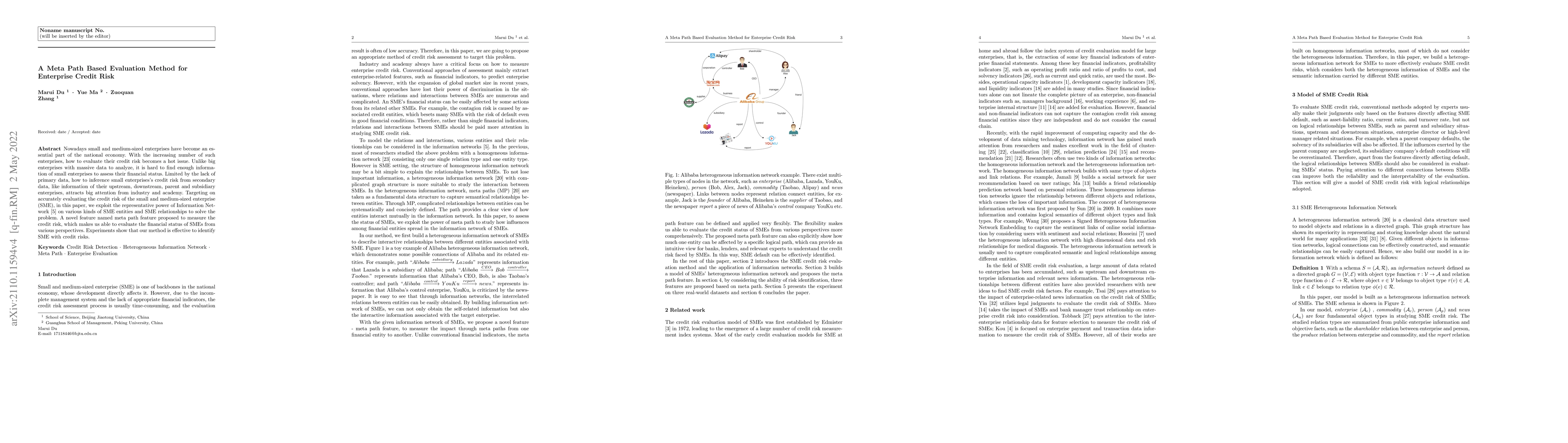 Thumbnail for A Meta Path Based Evaluation Method for Enterprise Credit Risk