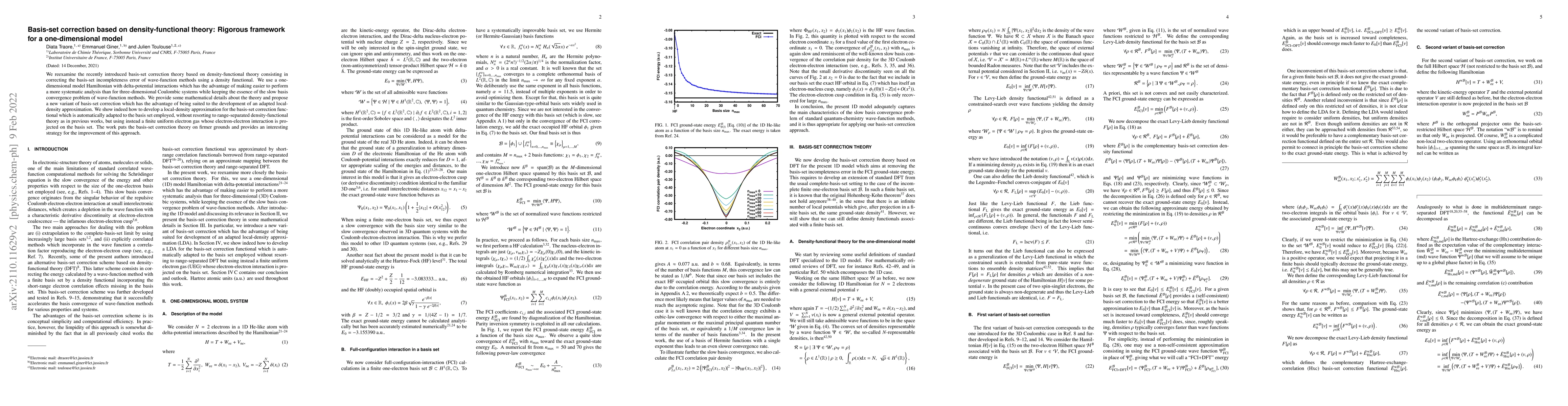 Thumbnail for Basis-set correction based on density-functional theory: Rigorous
  framework for a one-dimensional model