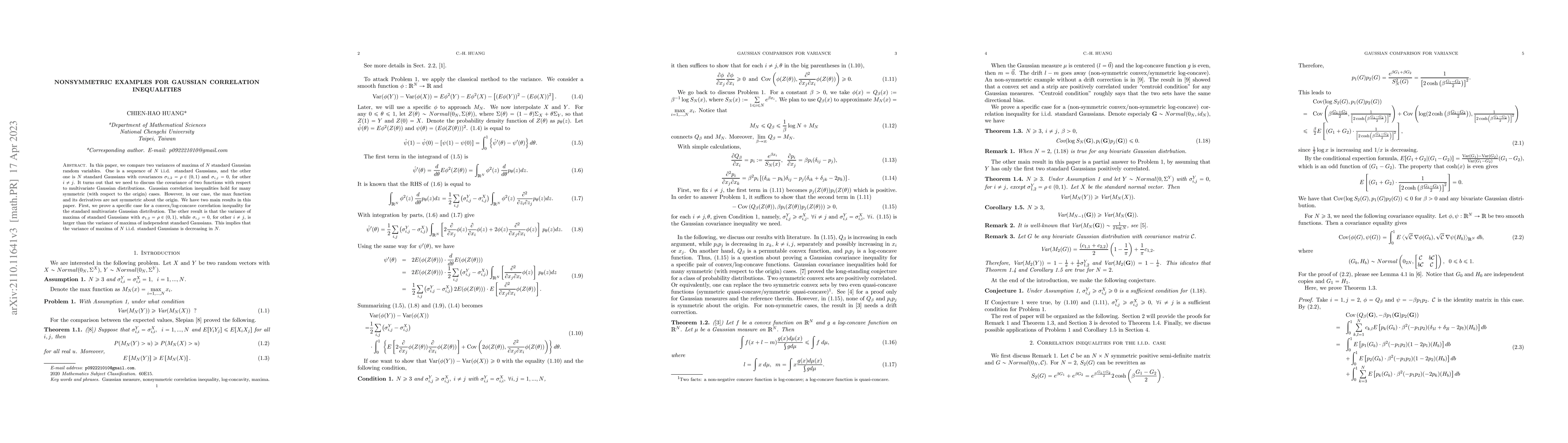 Thumbnail for Nonsymmetric examples for Gaussian correlation inequalities