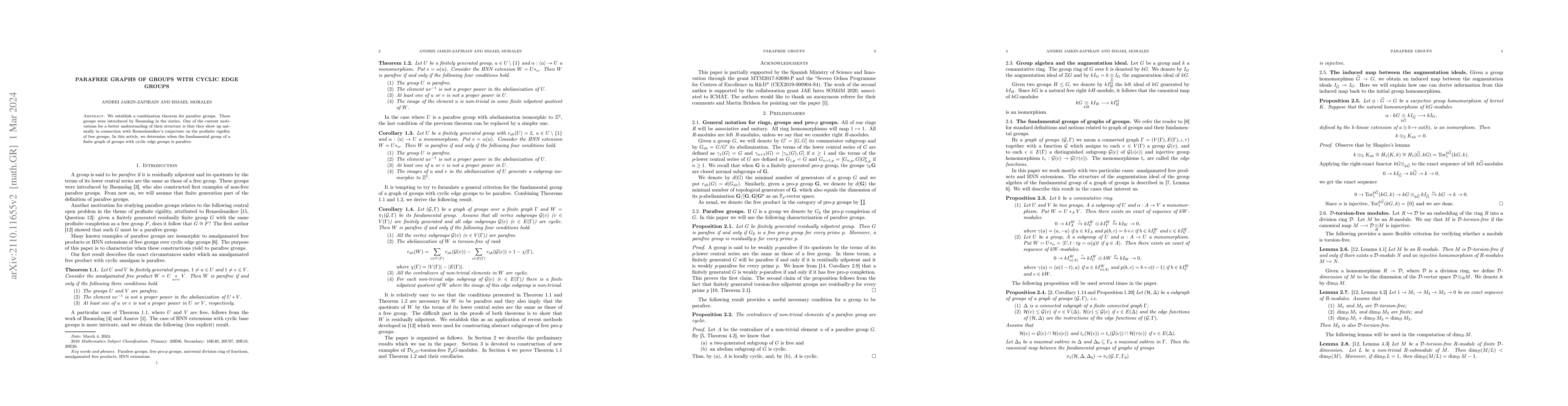 Thumbnail for Parafree graphs of groups with cyclic edge groups
