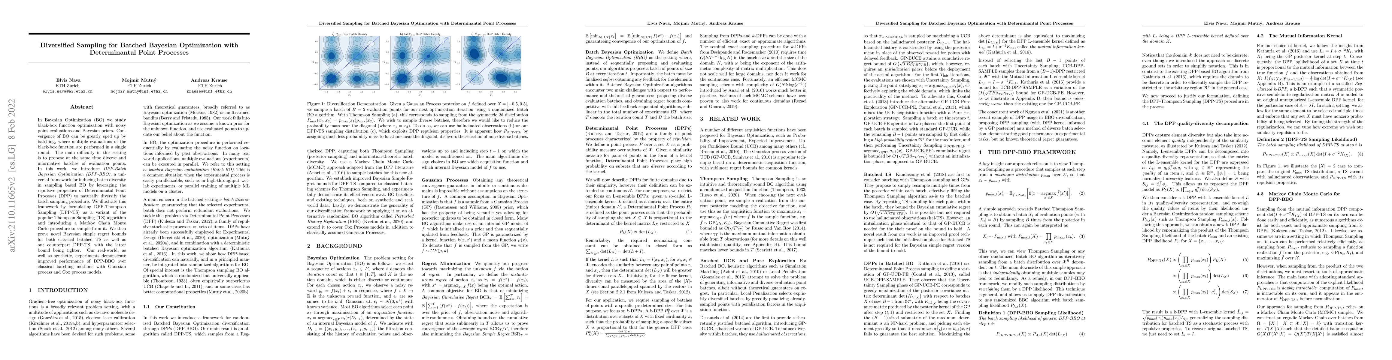 Thumbnail for Diversified Sampling for Batched Bayesian Optimization with
  Determinantal Point Processes