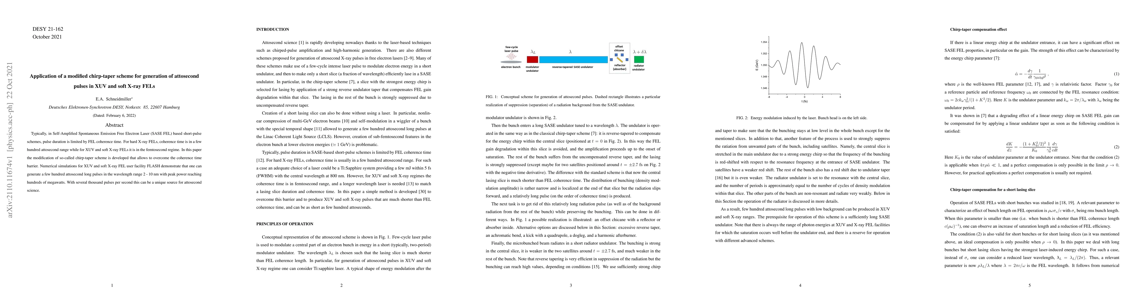 Thumbnail for Application of a modified chirp-taper scheme for generation of
  attosecond pulses in XUV and soft X-ray FELs