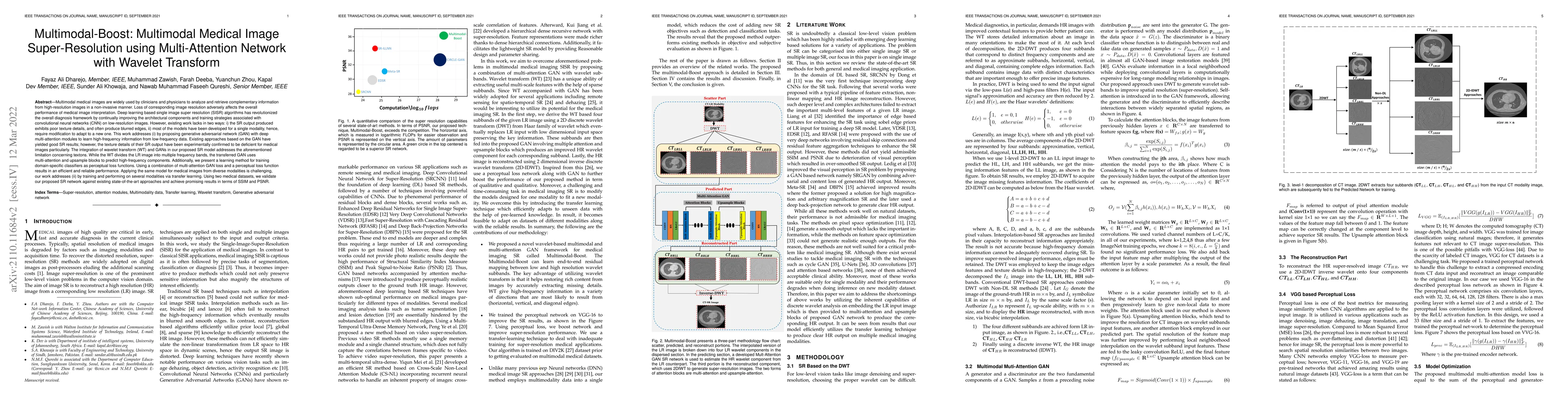 Thumbnail for Multimodal-Boost: Multimodal Medical Image Super-Resolution using
  Multi-Attention Network with Wavelet Transform