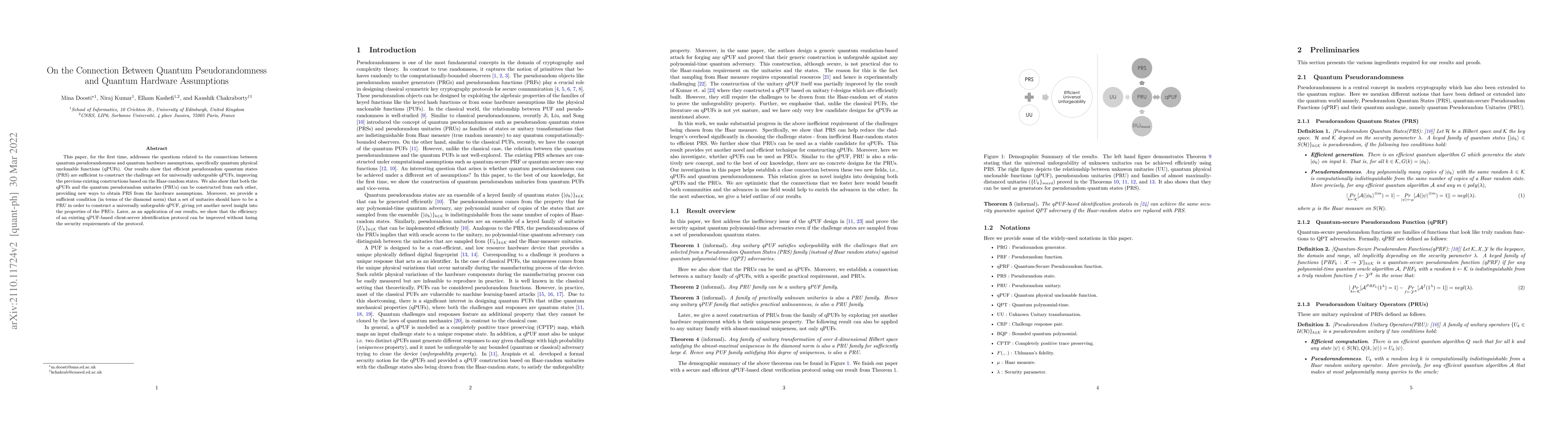 Thumbnail for On the Connection Between Quantum Pseudorandomness and Quantum Hardware
  Assumptions