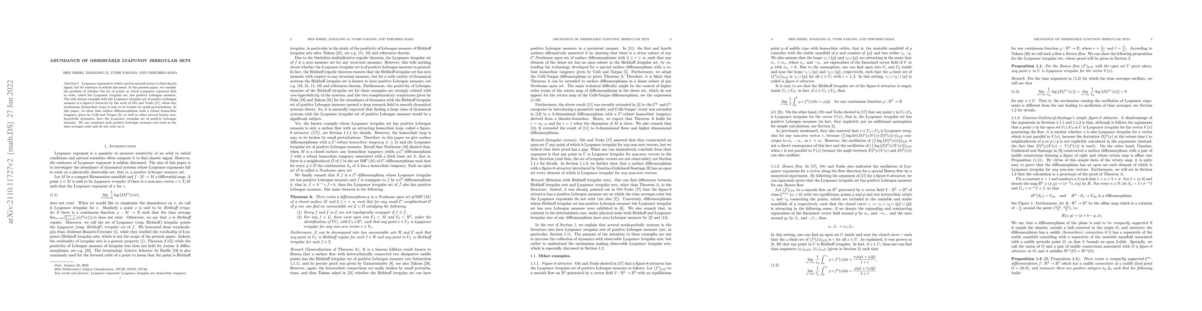 Thumbnail for Abundance of observable Lyapunov irregular sets