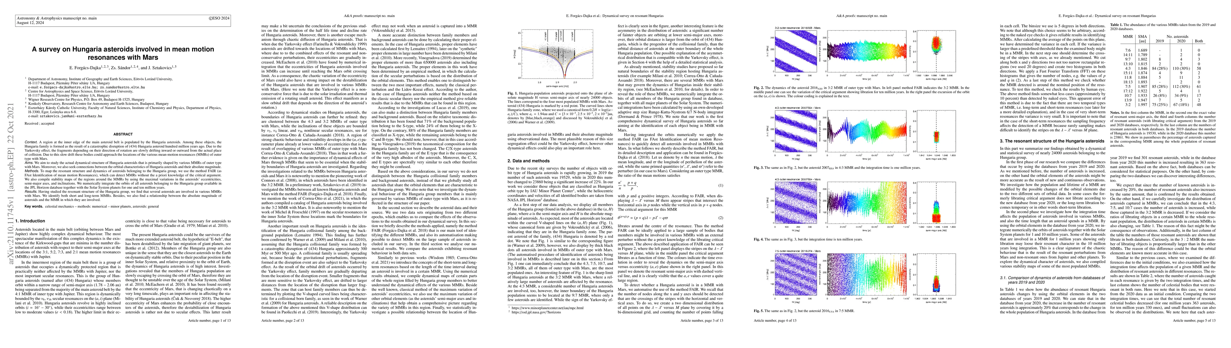 Thumbnail for A survey on Hungaria asteroids involved in mean motion resonances with
  Mars