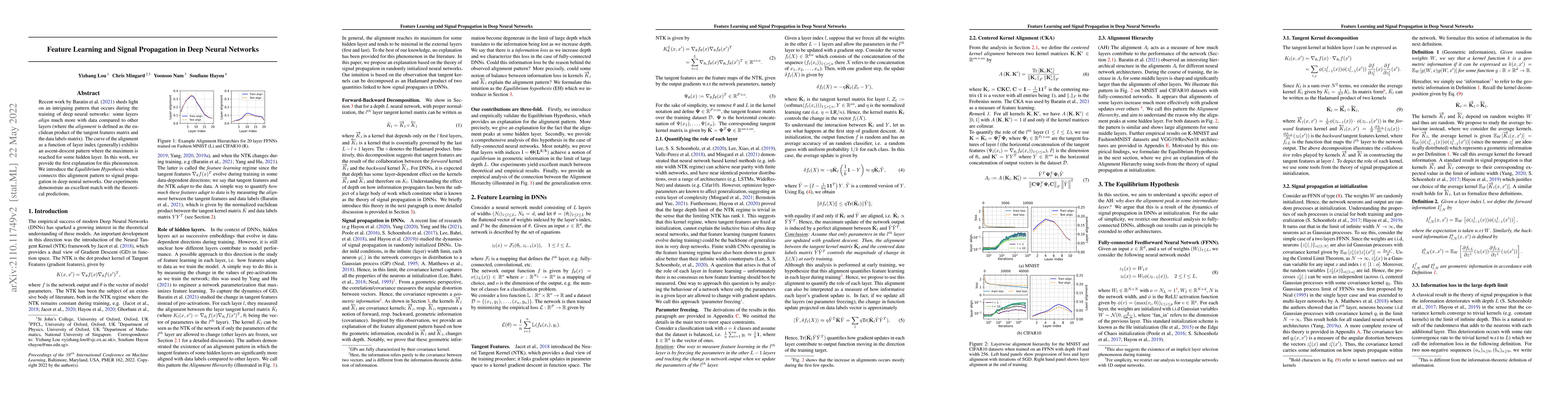 Thumbnail for Feature Learning and Signal Propagation in Deep Neural Networks