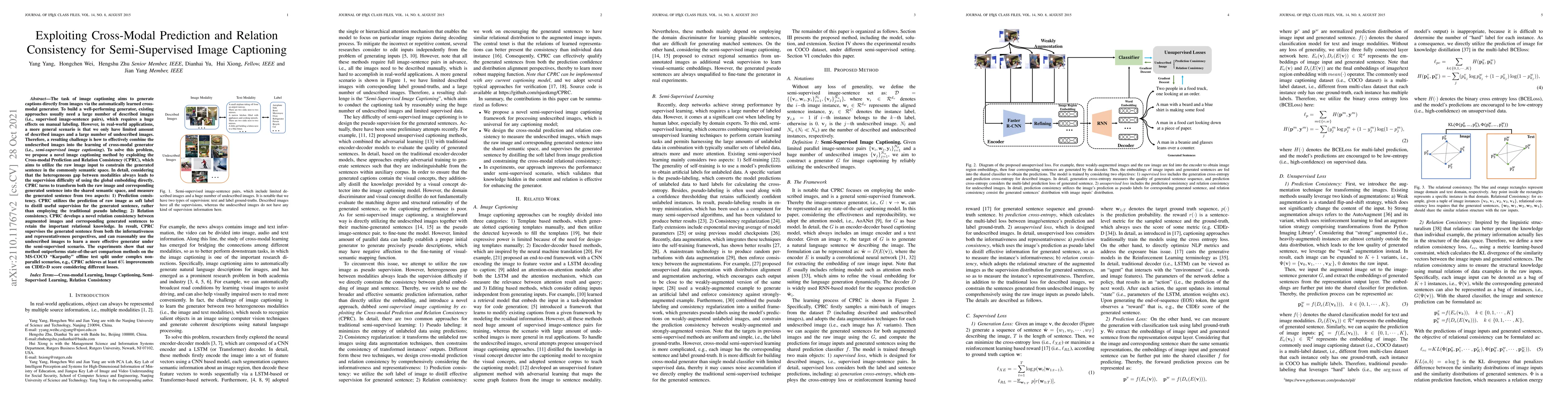 Thumbnail for Exploiting Cross-Modal Prediction and Relation Consistency for
  Semi-Supervised Image Captioning