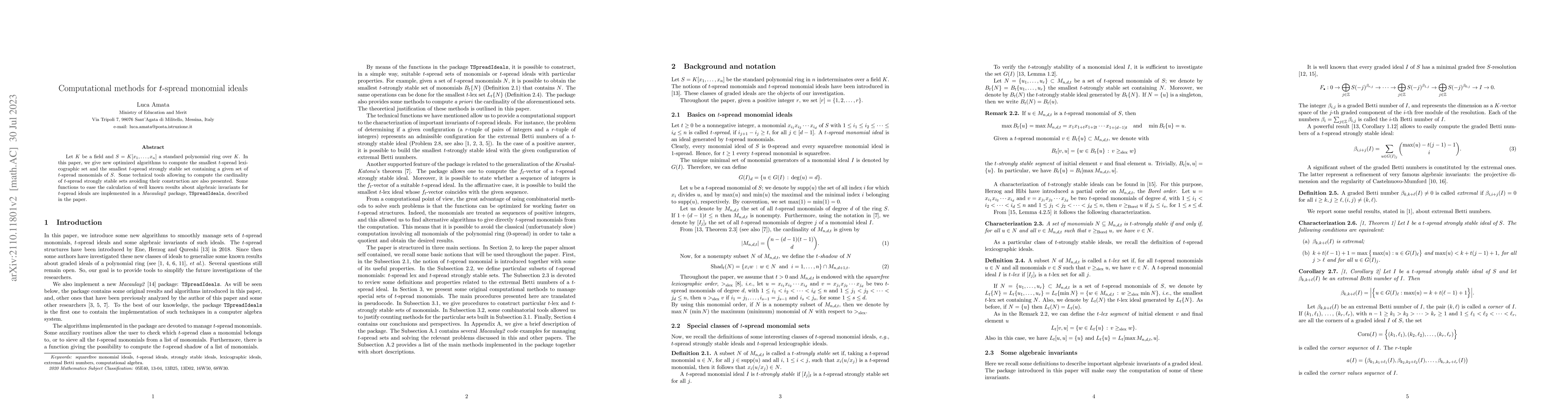 Thumbnail for Computational methods for t-spread monomial ideals