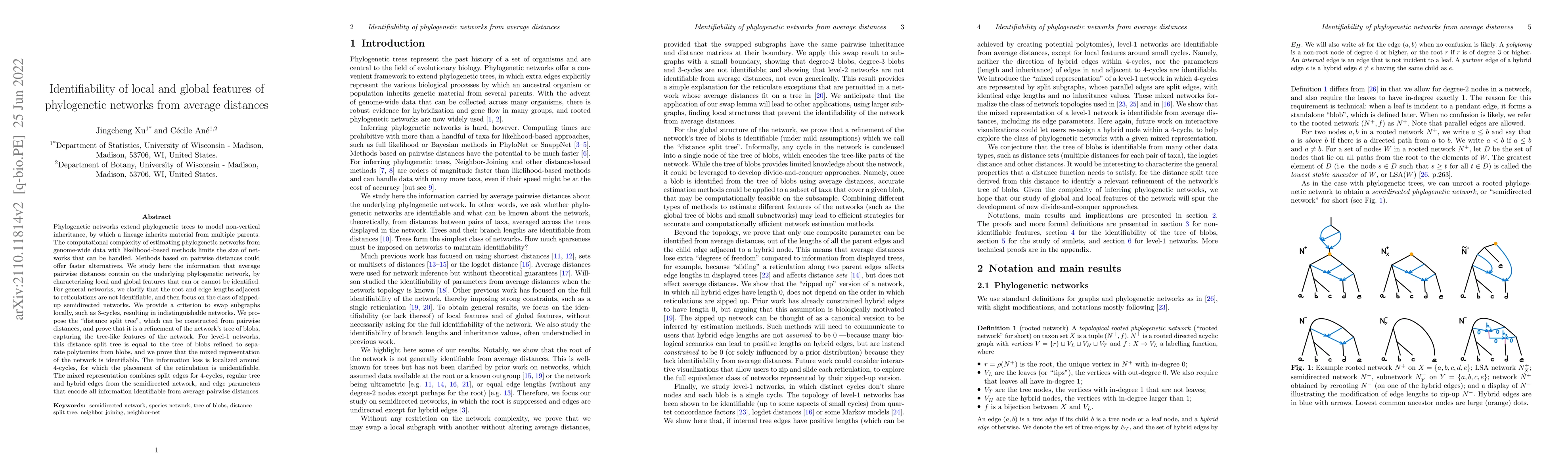 Thumbnail for Identifiability of local and global features of phylogenetic networks
  from average distances