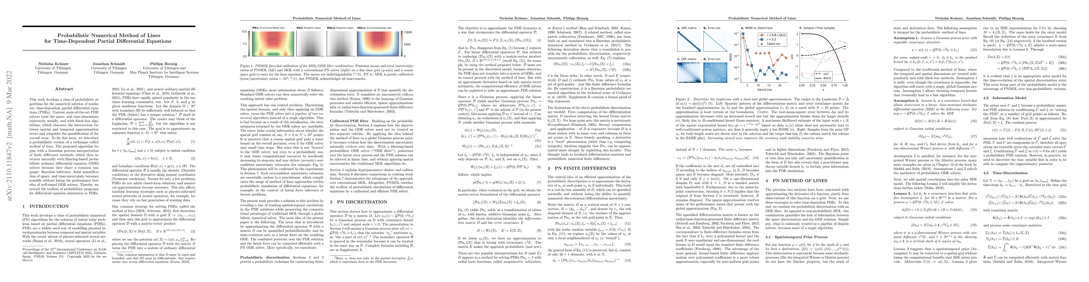 Thumbnail for Probabilistic Numerical Method of Lines for Time-Dependent Partial
  Differential Equations