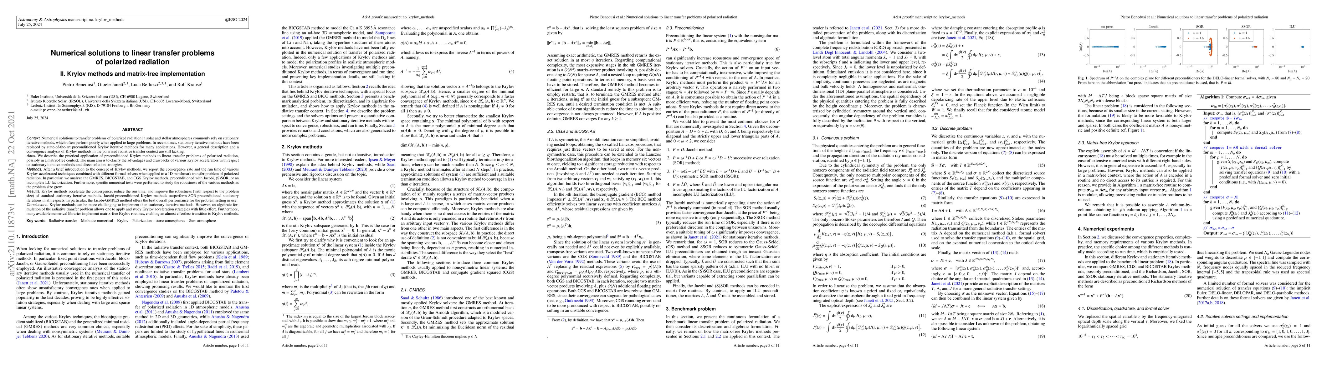 Thumbnail for Numerical solutions to linear transfer problems of polarized radiation
  II. Krylov methods and matrix-free implementation
