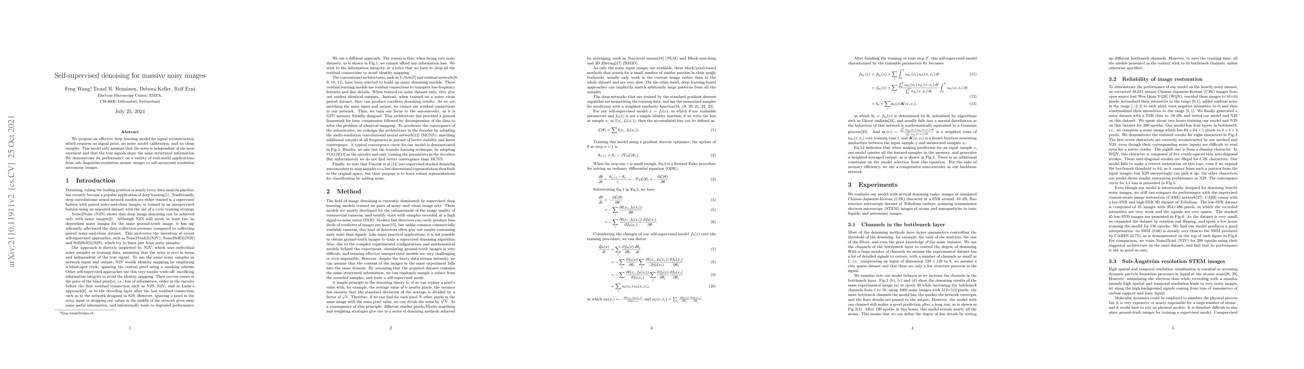 Thumbnail for Self-supervised denoising for massive noisy images