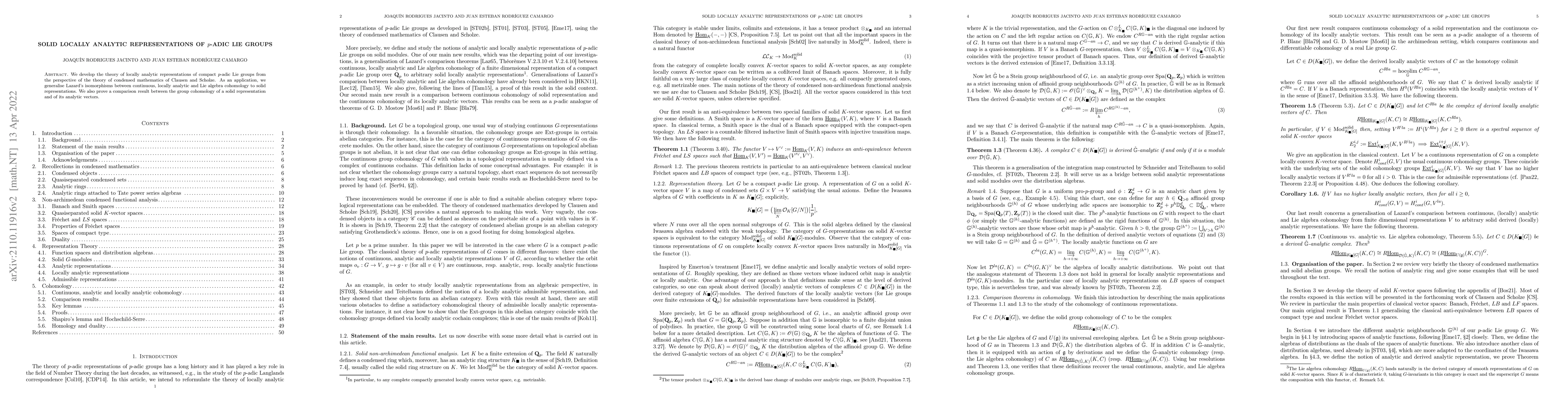 Thumbnail for Solid locally analytic representations of $p$-adic Lie groups