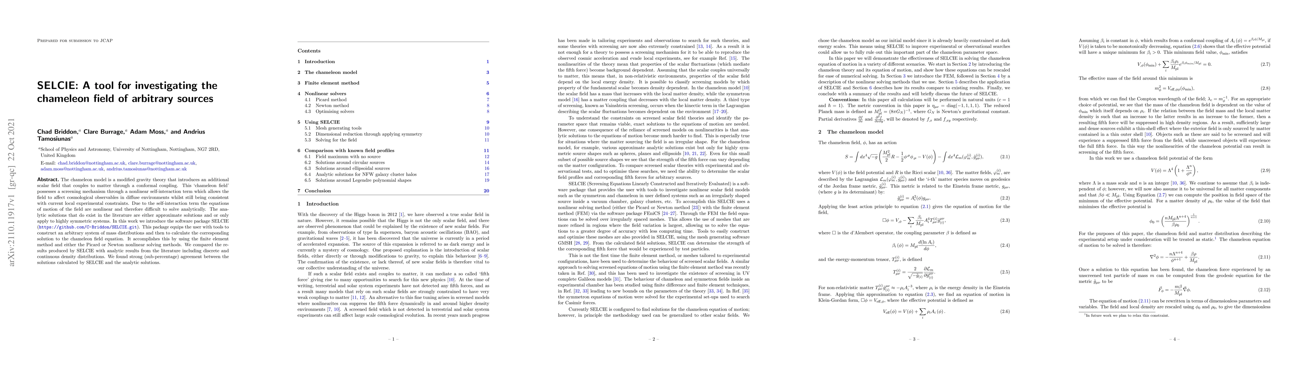 Thumbnail for SELCIE: A tool for investigating the chameleon field of arbitrary
  sources
