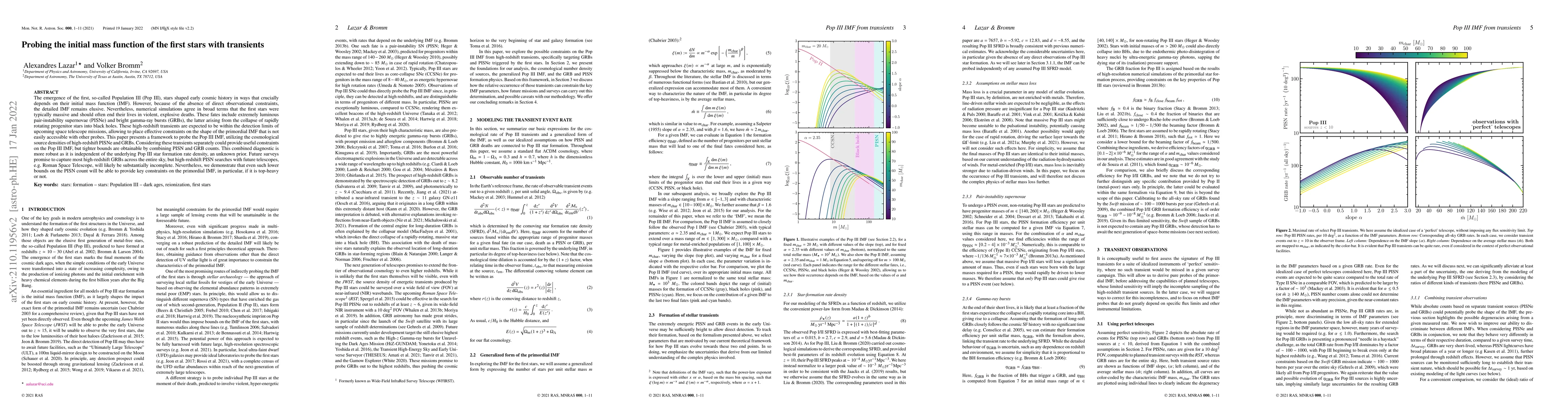 Thumbnail for Probing the initial mass function of the first stars with transients
