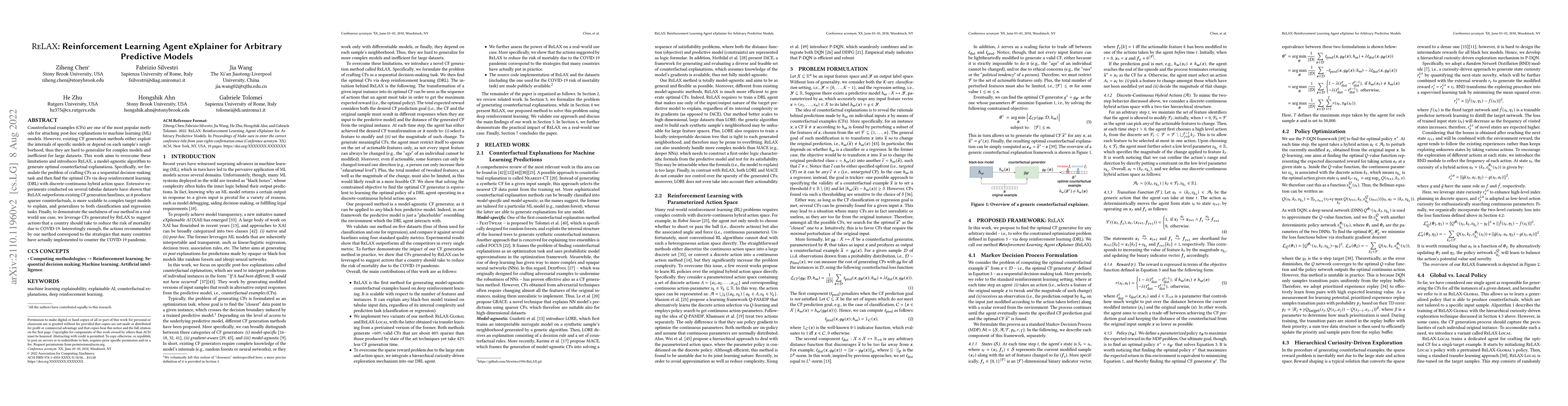 Thumbnail for ReLAX: Reinforcement Learning Agent eXplainer for Arbitrary Predictive
  Models