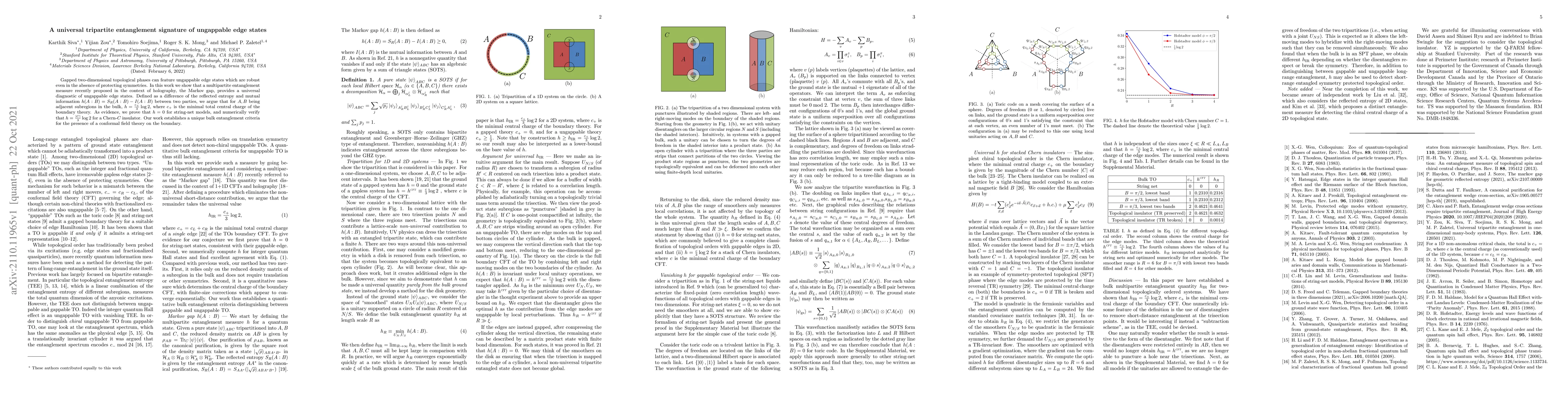 Thumbnail for A universal tripartite entanglement signature of ungappable edge states