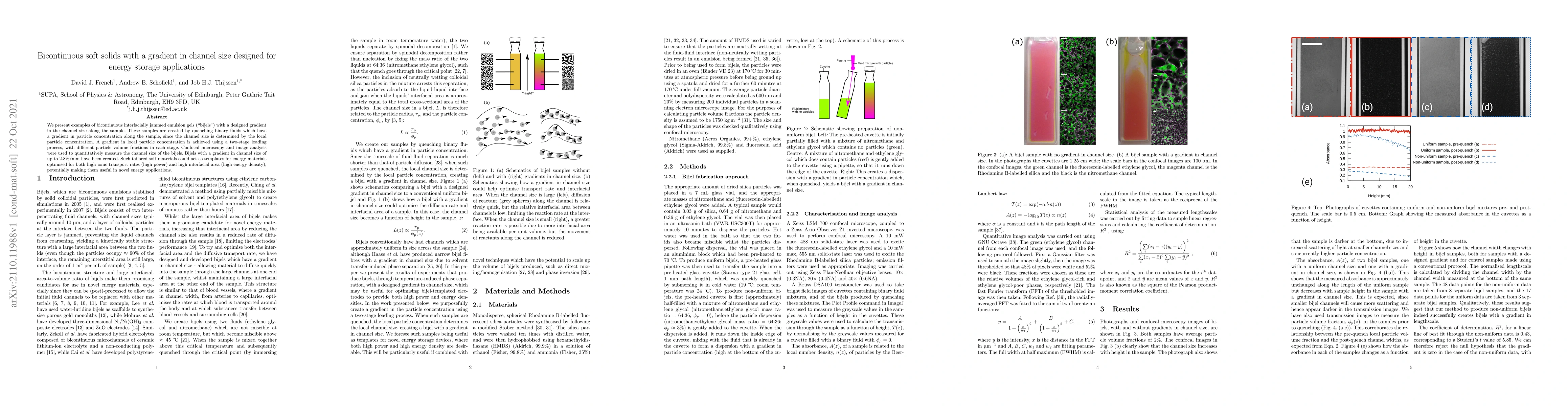 Thumbnail for Bicontinuous soft solids with a gradient in channel size designed for
  energy storage applications
