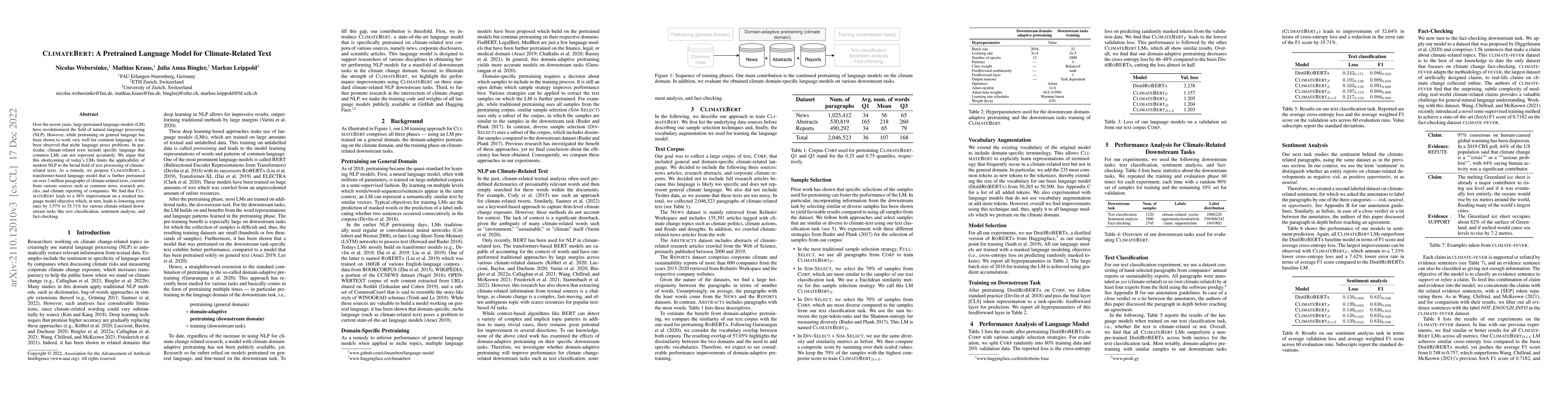 Thumbnail for ClimateBert: A Pretrained Language Model for Climate-Related Text