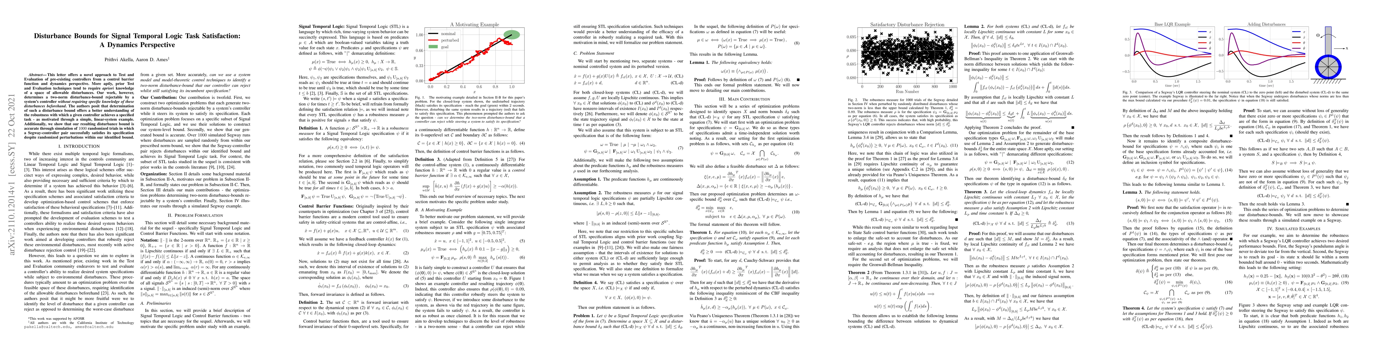 Thumbnail for Disturbance Bounds for Signal Temporal Logic Task Satisfaction: A
  Dynamics Perspective