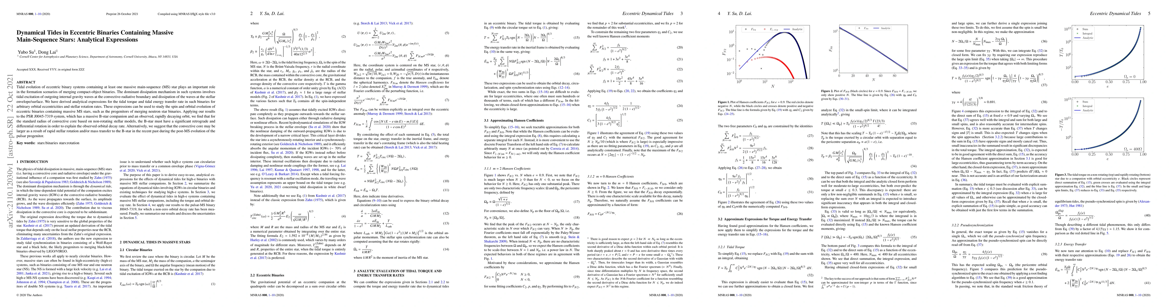 Thumbnail for Dynamical Tides in Eccentric Binaries Containing Massive Main-Sequence
  Stars: Analytical Expressions