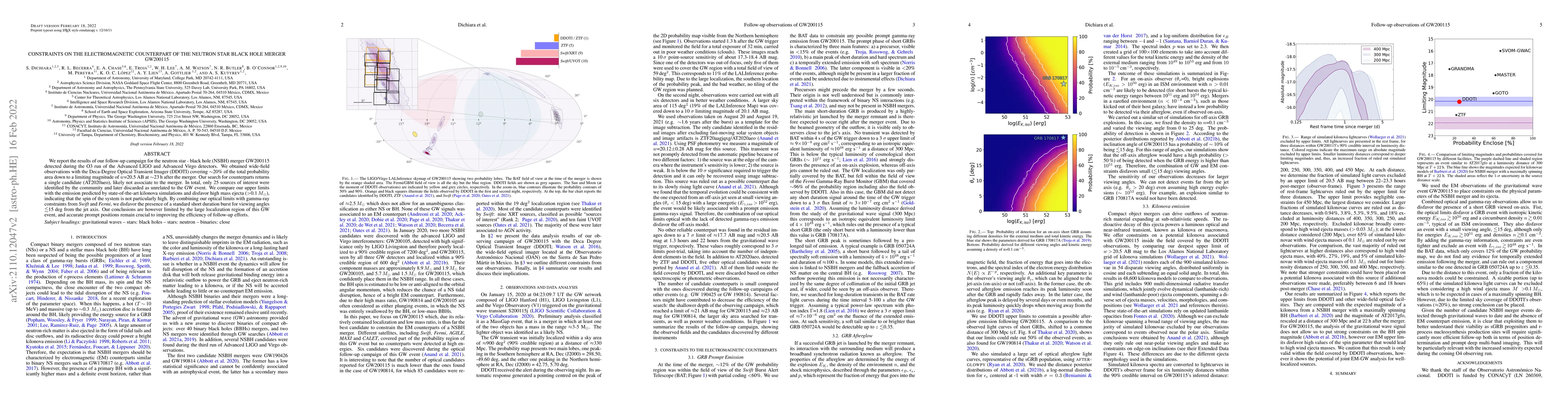 Thumbnail for Constraints on the electromagnetic counterpart of the Neutron Star Black
  Hole merger GW200115
